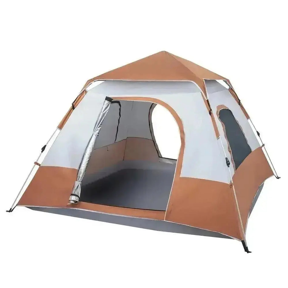 Quick-Open 4-Person Tent | 240*240*150cm, Brown      Default Title