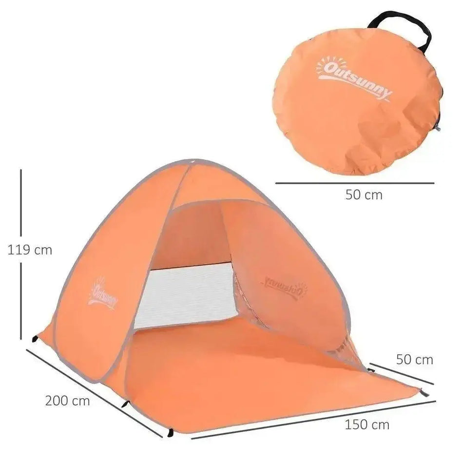 Beach Tent Instant Camping Pop up Tent Sun Shade Shelter, Orange Out sunny      Default Title