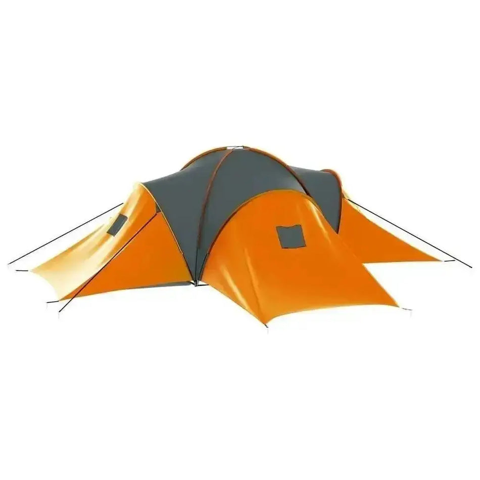 Camping Tent 9 Persons, Fabric Gray and Orange      grey and orange