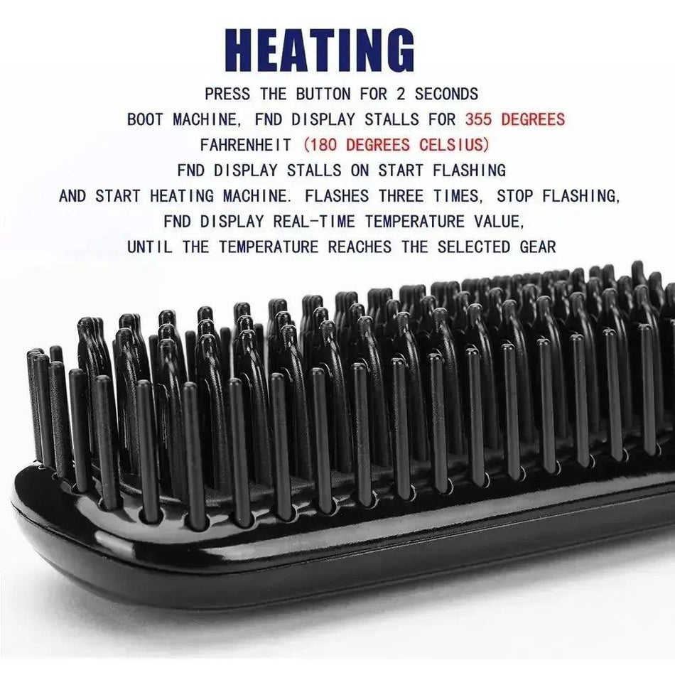 2 inhere Straightener Brush Heating Beard Clip Comb Styler Electric Ionic Straightening Brush      default