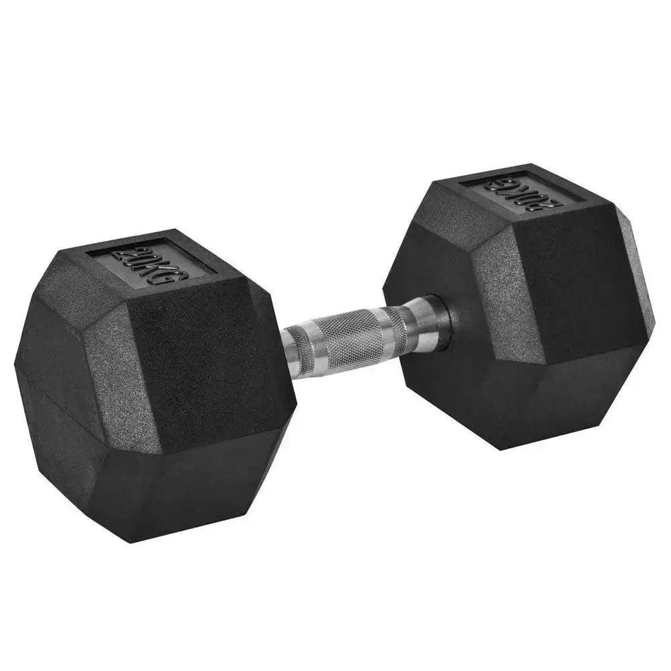 20KG Single Rubber Hex Dumbbell Portable Hand Weights Dumbbell Home Gym HOM COMM      Default Title