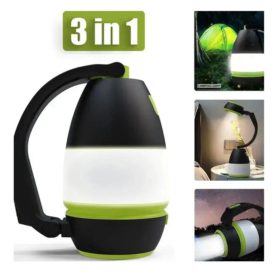 3 In1 Multifunctional Table Lamp Three In One LED Tent Lamp Car Night Light Foldable Emergency Flashlight      Red, Blue, Black green