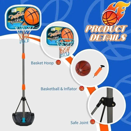 3 Pcs Kids Basketball Set Hoop Ball Pump Height Fillable Base 3-8 Yrs      Default Title