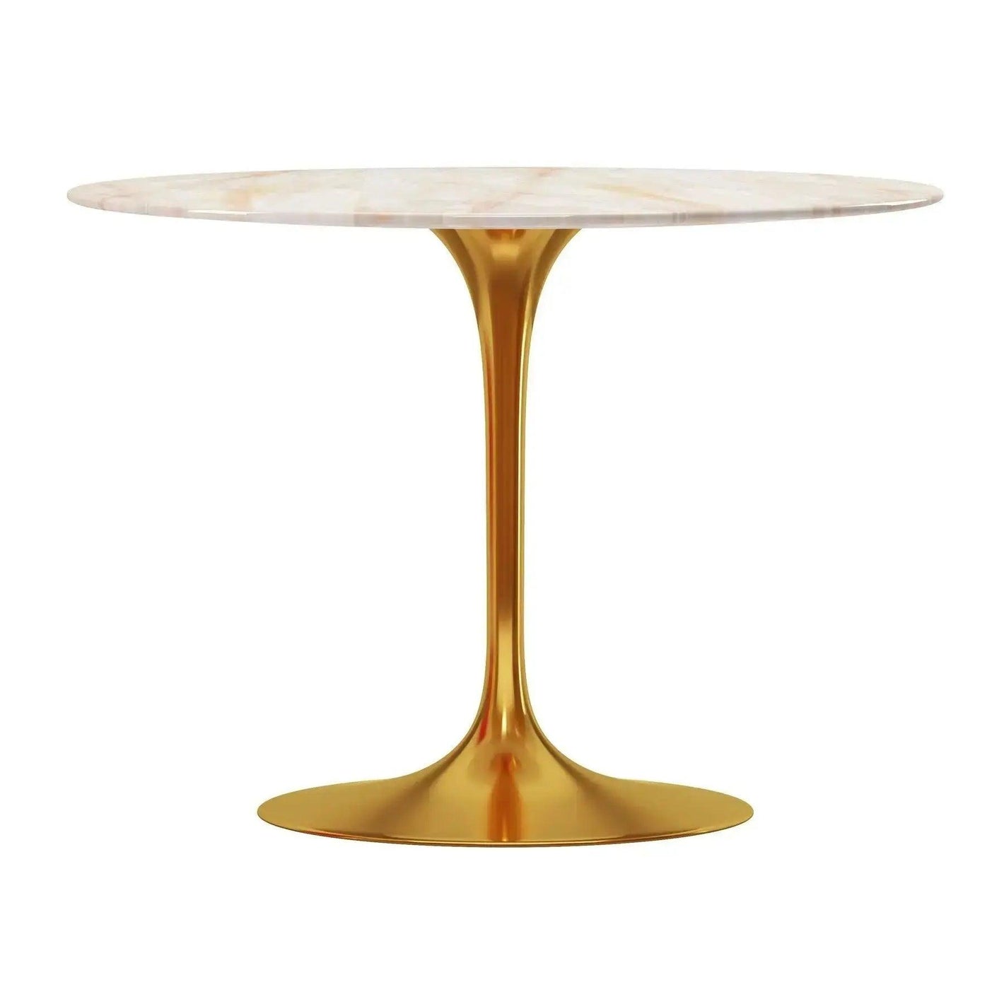 40" White And Gold Marble And Metal Dining Table      Default Title