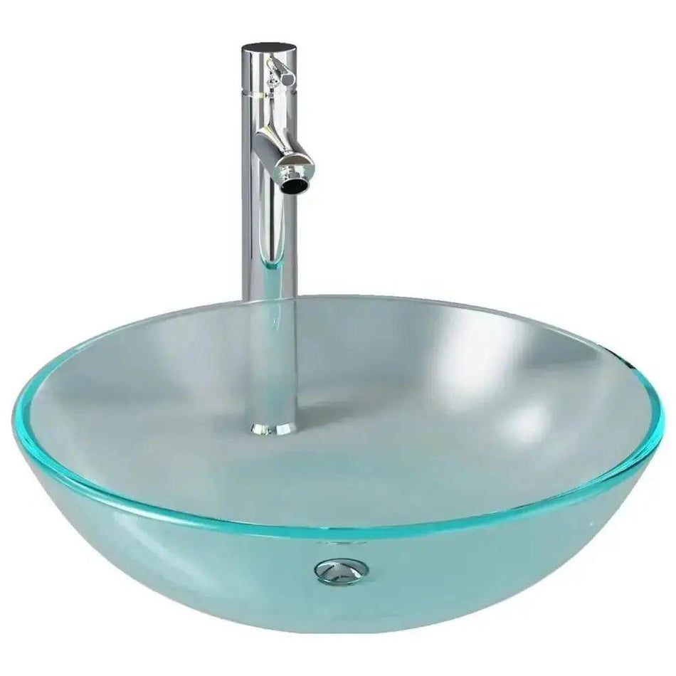 Bathroom Sink with Tap and Push Drain Frosted Tempered Glass      Default Title