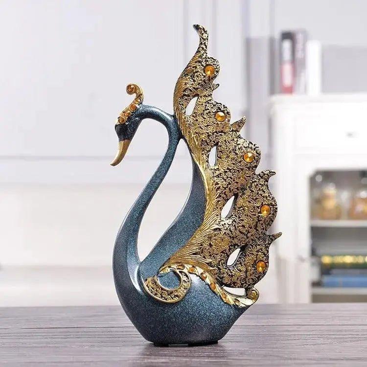 Couple Swan Home Decoration      Gold, Blue
