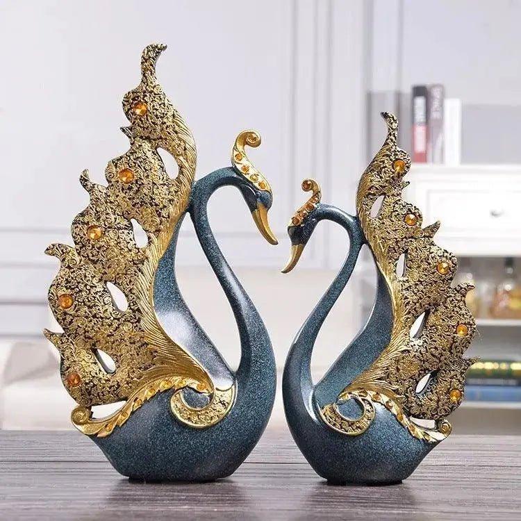 Couple Swan Home Decoration      Gold, Blue
