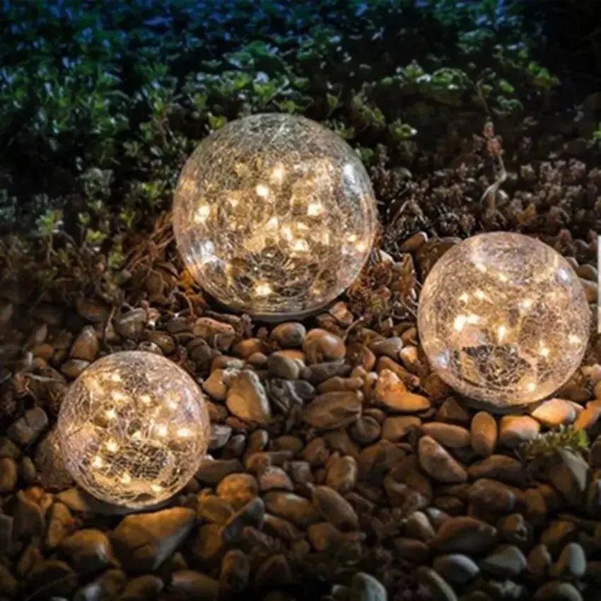 Cracked Glass Ball LED Solar Light Solar Power Garden Light Outdoor Waterproof Ground Lamp Buried Light for Path Yard Lawn      10cm, 12cm