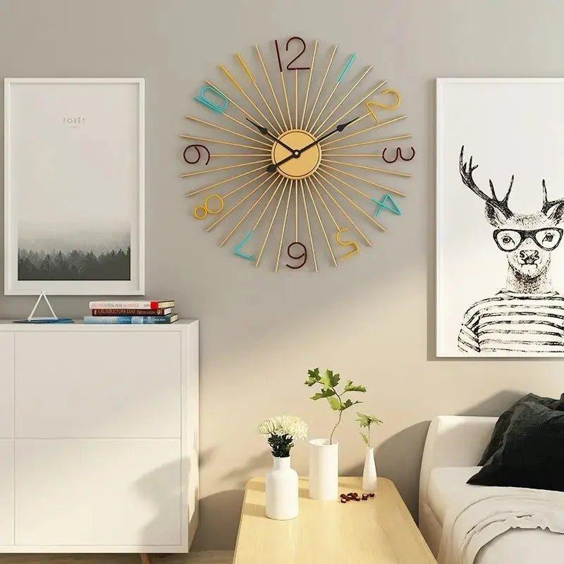 Fashion Silent Metal Wall Clock Creative Living Room      Black needle 50cm, Black needle 60cm
