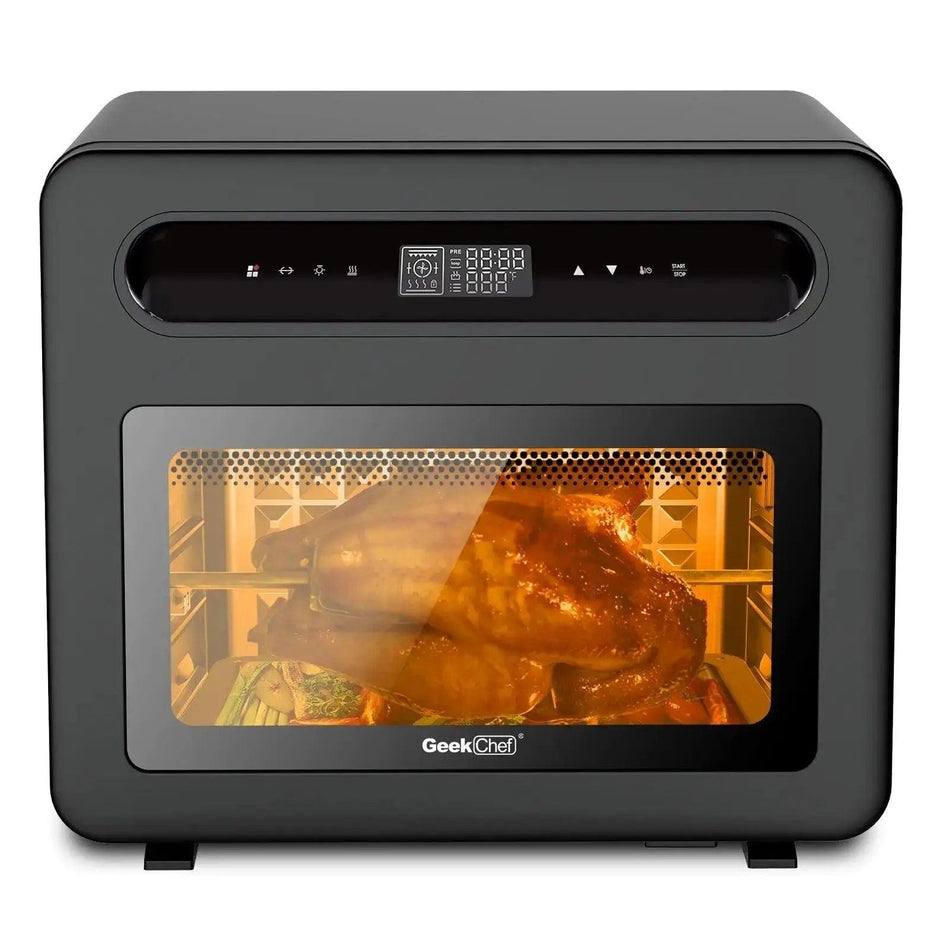 Geek Chef Steam Air Fryer Toast Oven Combo,26 QT Steam Convection Oven Countertop, Cooking Presets, With 6 Slice Toast, 12 In Pizza, Black Stainless Steel. Prohibited From Listing On Amazon      26QT