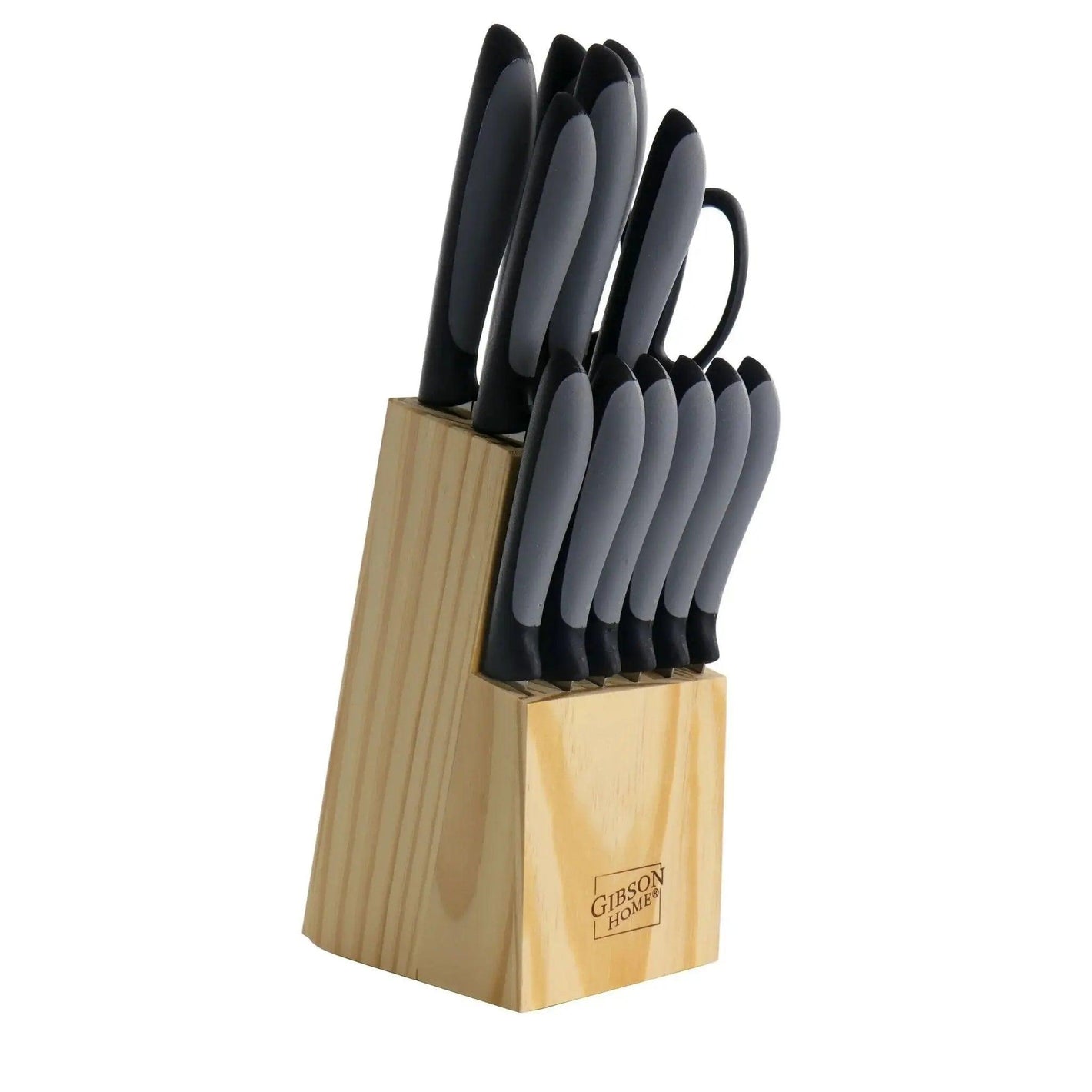 Gibson Home Domain 14 Piece Stainless Steel Cutlery Set in Black with Wood Block      Default Title