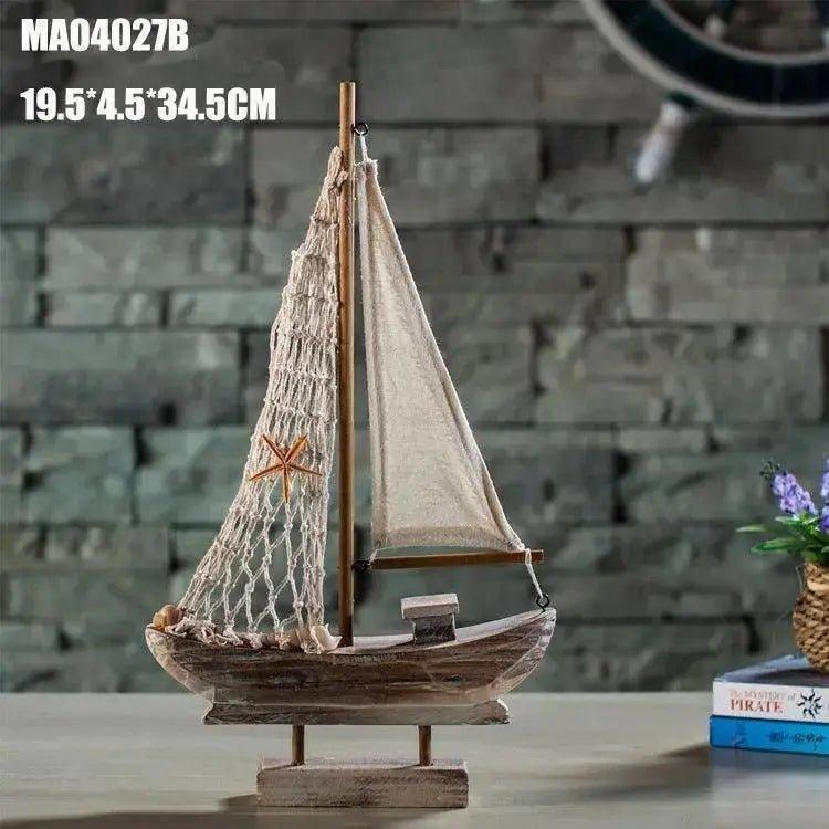 Home Decoration Antique Fishing Boat Model Creative Home Decoration      A, B, C