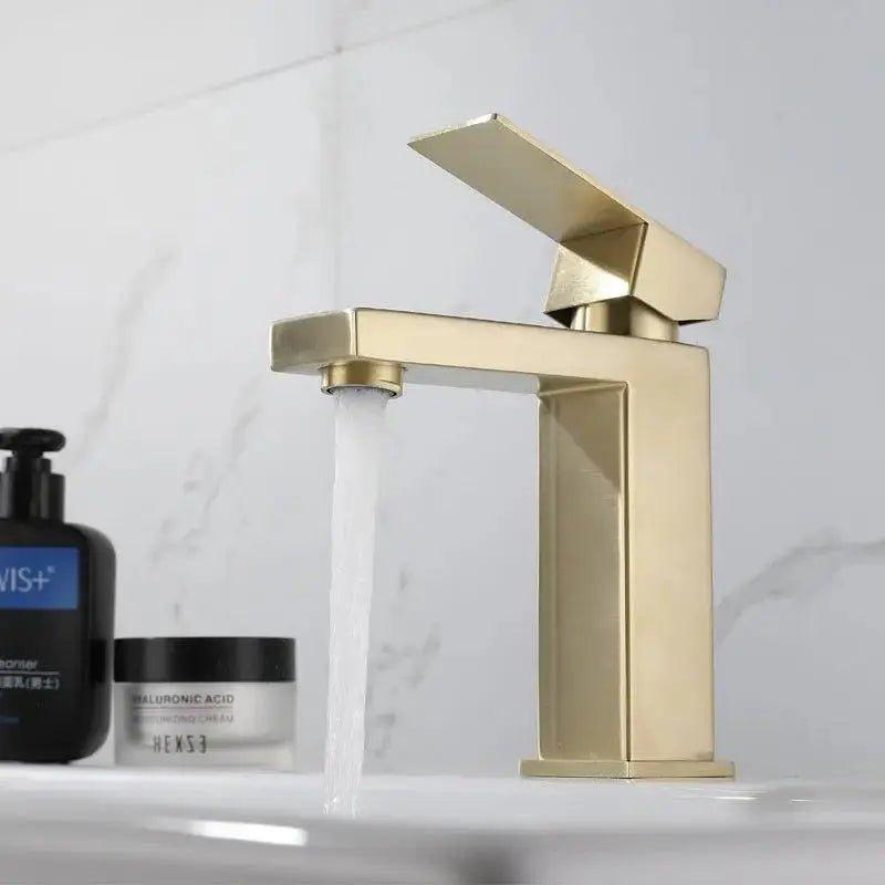 Household 304 Stainless Steel Bathroom sinks in Faucet      Small foursided basin faucet, Black, Golden, Gunpowder, Electroplate