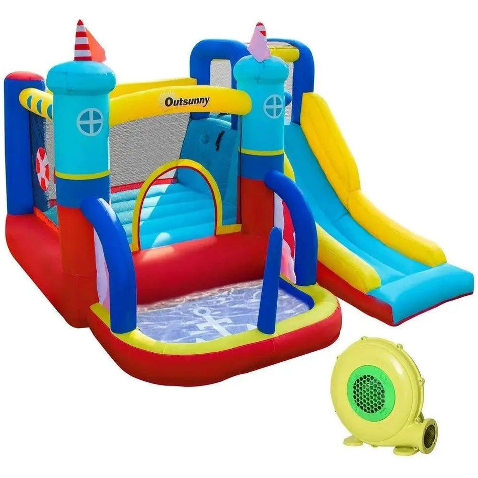 Kids Bouncy Castle with Slide Pool Trampoline Climbing Wall w/ Blower      Default Title