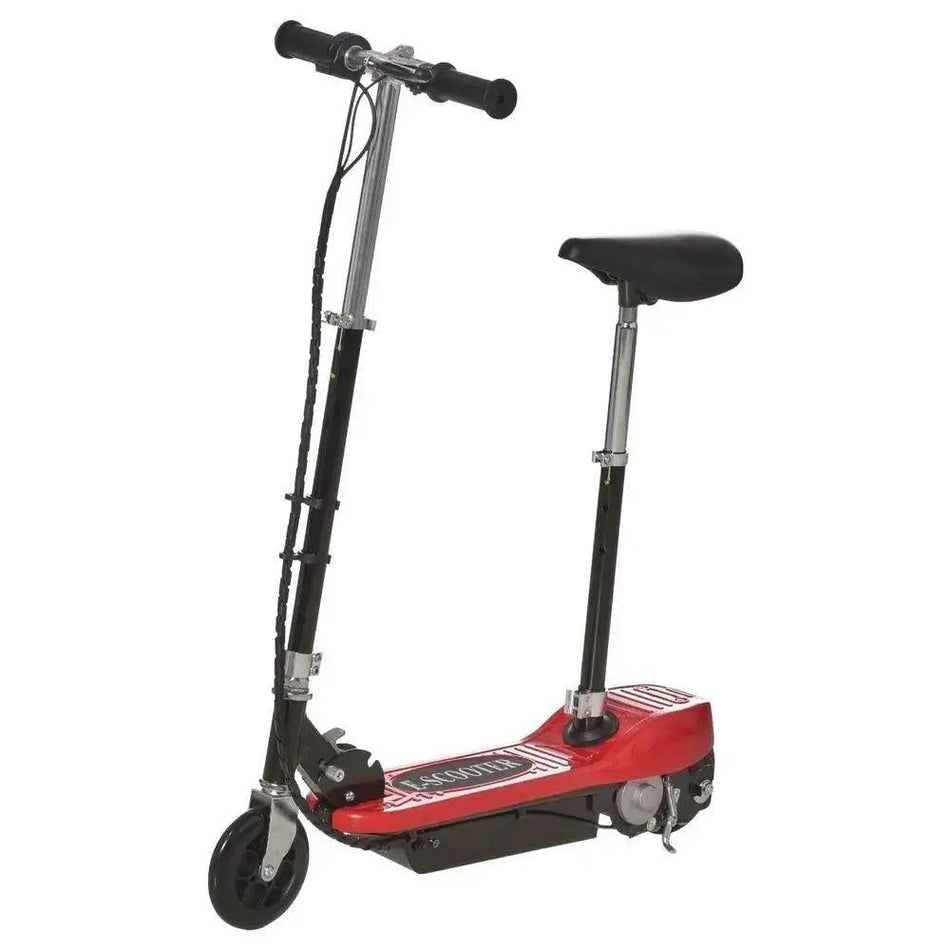 Kids Fordable Electric Powered Scooters 120W Toy w/ Brake Kickstand Red HOM COMM      Default Title