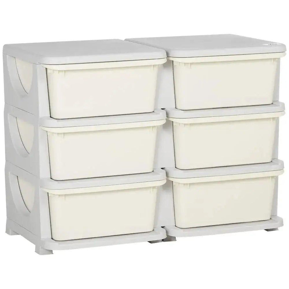 Kids Storage Unit Toy Box Vertical Dresser with Six Drawers - Cream HOM COMM      Default Title