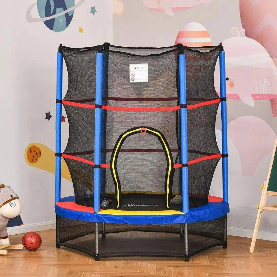 Kids Trampoline Mini Bouncer w/ Enclosure Net Age 3–6 Years Multi-color      Default Title