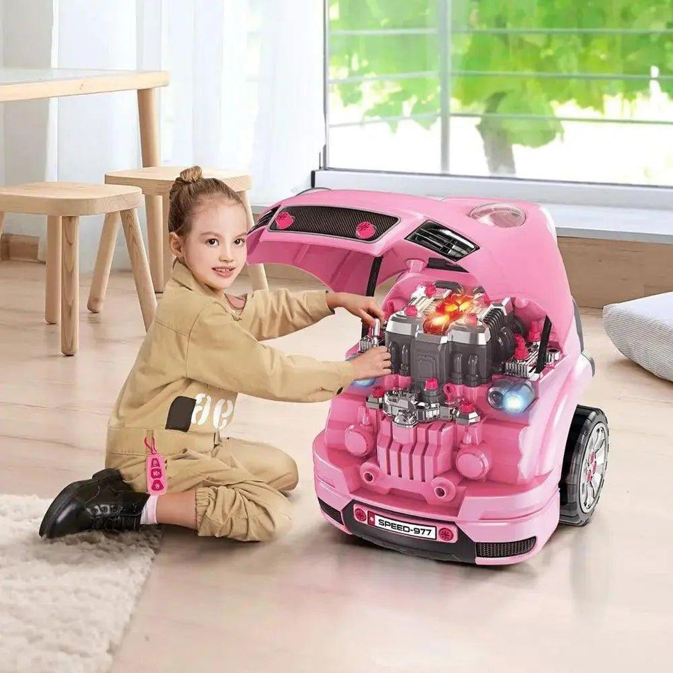 Kids Truck Engine Toy Set w/ Horn Light Car Key Age 3–5 Years, Pink      Default Title