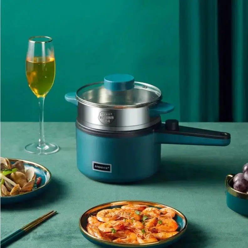 Mini Kitchen Electric Pot Multifunctional Home Electric Cooking Pot Intelligent Noodle Cooking Pot      Nordic green Set meal. / AU., Nordic green single / AU, Nordic green single / CN, Nordic green Set meal / CN