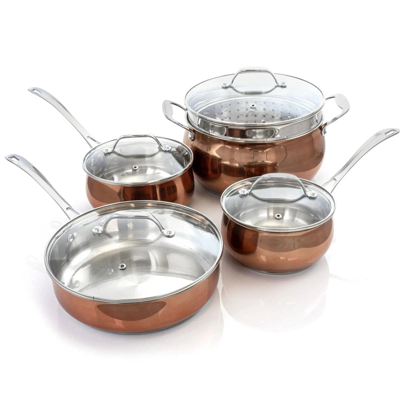 Outer Carabello 9 Piece Stainless Steel Cookware Combo Set in Copper      Default Title