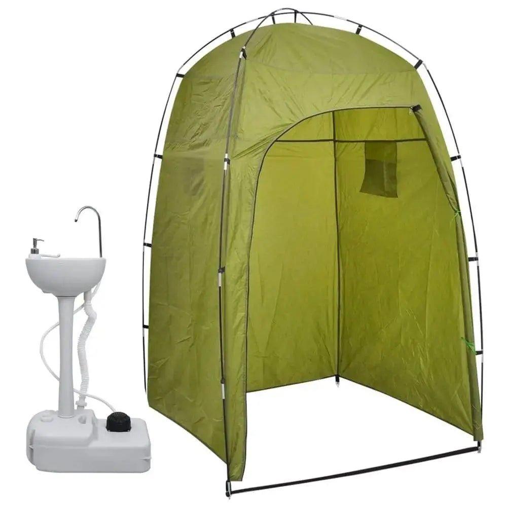 10+10L Portable Camping Toilet with Tent - Outdoor Convenience      blue, green, yellow, grey