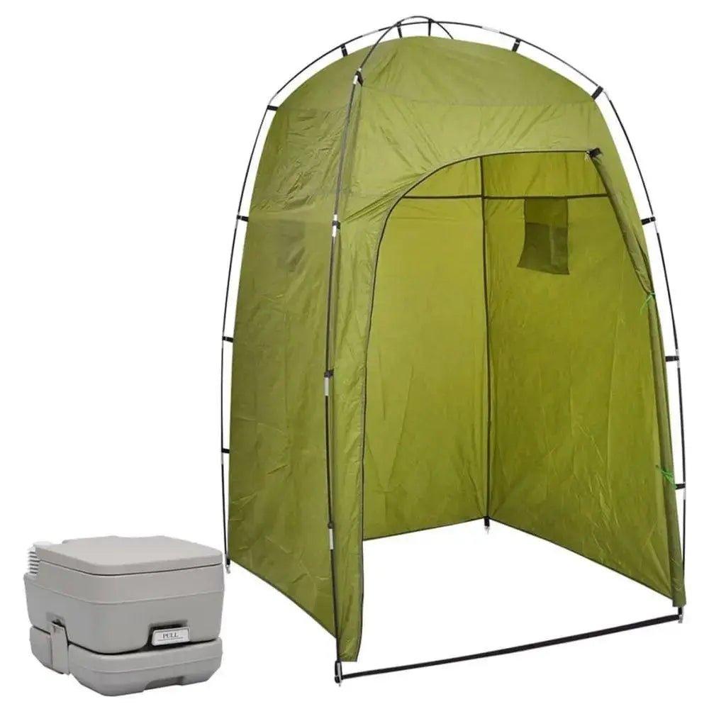Portable Camping Toilet with Tent 10+10 L      blue, green, yellow, grey