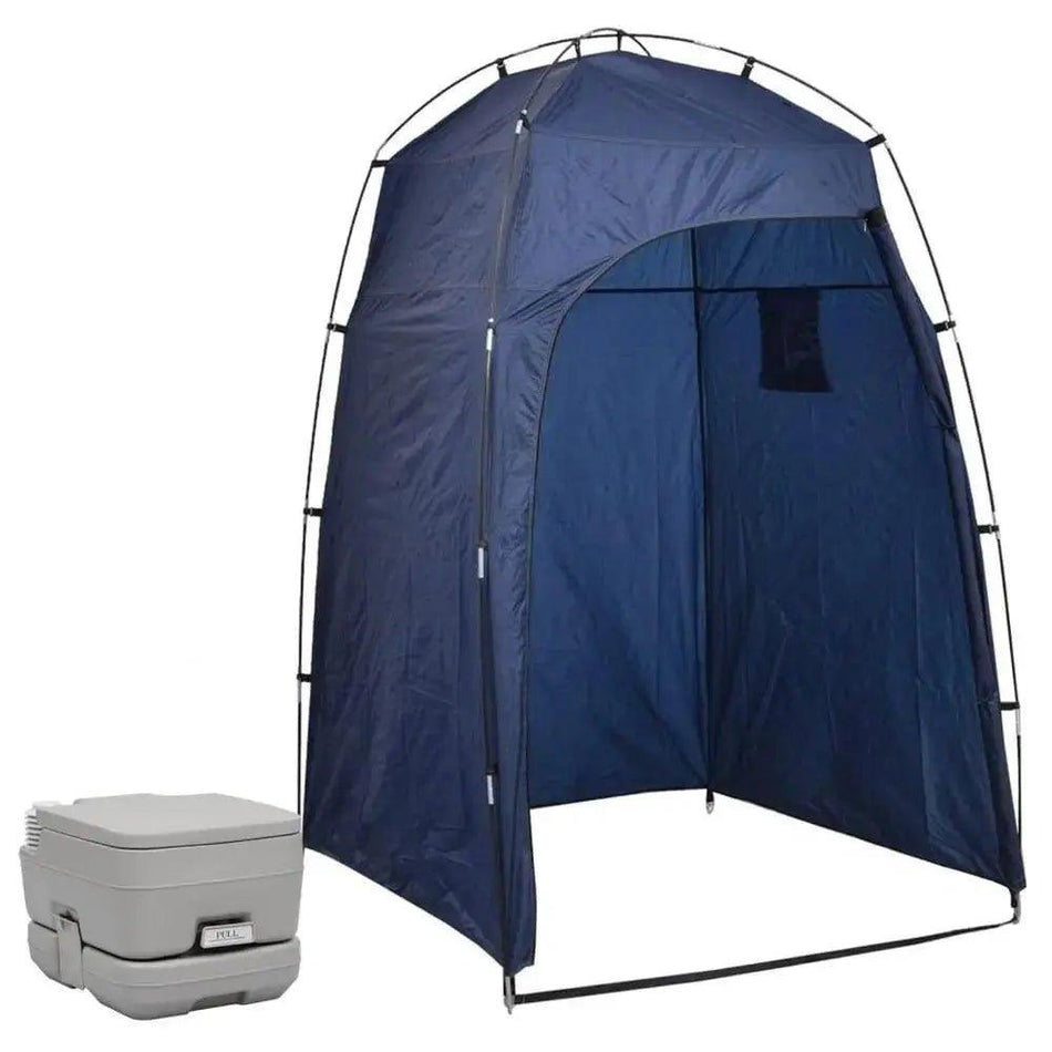 Portable Camping Toilet with Tent 10+10 L      blue, green, yellow, grey